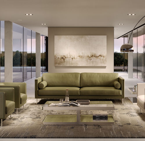 Mesa lateral contemporânea - YOSSIE - Rivolta - em aço inoxidável / em vidro temperado / com base metálica
