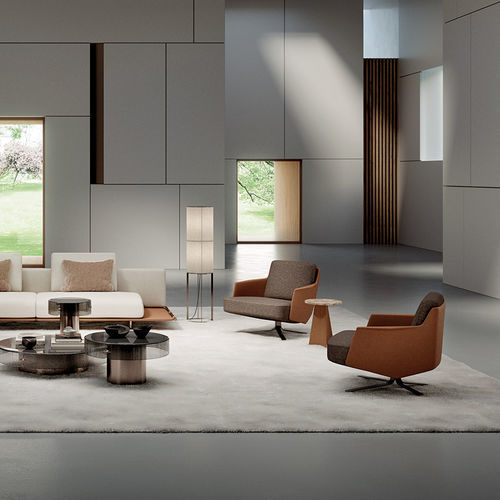 Poltrona contemporânea - Cecil - Rossi di Albizzate - em tecido / branca / marrom