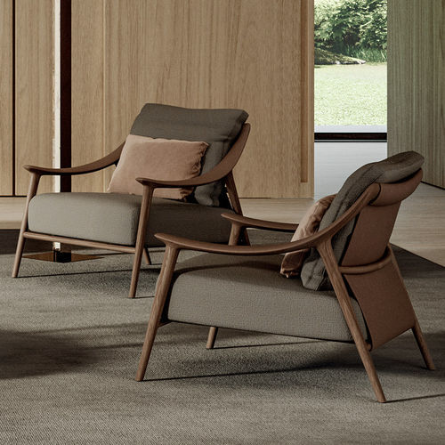 Poltrona de design escandinavo - Corso - Rossi di Albizzate - em tecido / em madeira / com almofada removível