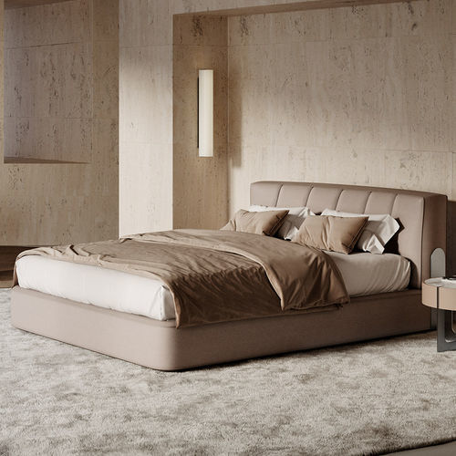 Cama de casal - Moonbeam - Rossi di Albizzate - contemporânea / estofada / com cabeceira