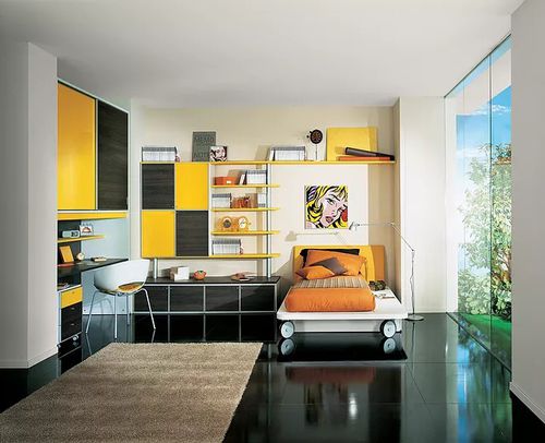 Quarto infantil branco - MAX - Sangiorgio Mobili - laranja / verde / em laminado melamínico