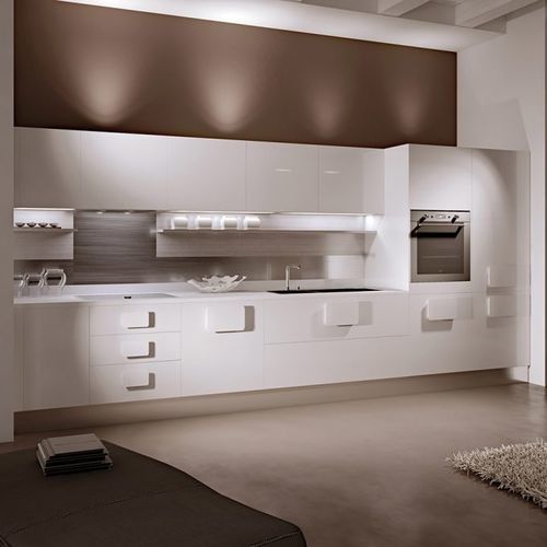 Cozinha em polímero - SOLOBIANCO - SCIC - contemporânea / em madeira / em vidro