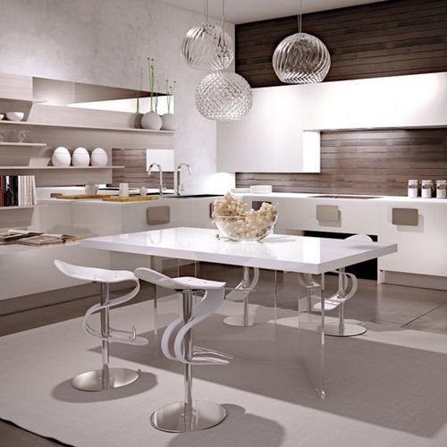 Mesa de jantar contemporânea - SOLOBIANCO - SCIC - em polímero / com base em vidro / retangular