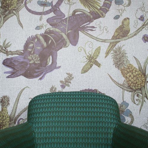 Papel de parede clássico - IGUANA SOLID  - Timorous Beasties - em tecido / vinílico / floral