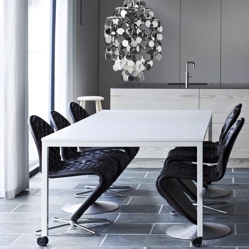 Mesa de jantar contemporânea - PANTON MOVE - VerPan - em laminado / com base metálica / retangular
