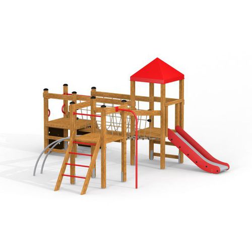Estrutura lúdica para parque infantil - LEMUR SINGLE   - Lars Laj - em madeira / em aço inoxidável / em polipropileno