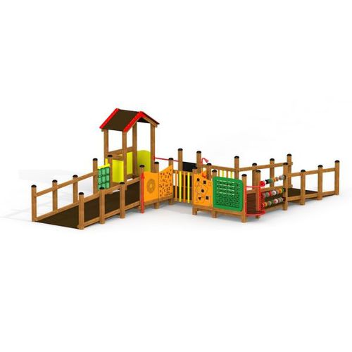 Estrutura lúdica para parque infantil - DELTA    - Lars Laj - em aço revestido a pó / em madeira / em PEAD