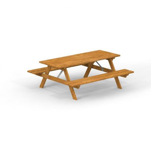 Conjunto de mesa e bancos infantil - 14105  - Lars Laj - contemporâneo / em lariço / em aço galvanizado