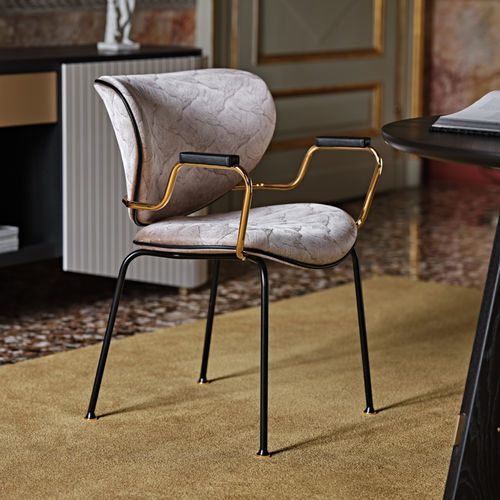 Cadeira de sala de jantar contemporânea - Kalida - Black Tie - para ambiente interno / em tecido / com base em aço