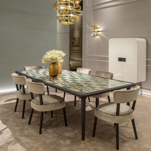 Mesa de jantar contemporânea - Caius - Black Tie - em madeira de freixo / em tecido / com base em madeira