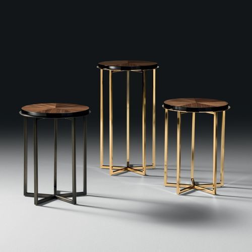 Mesa lateral contemporânea - Elliot Plus - Black Tie - em nogueira / metálica / com base em metal pintado