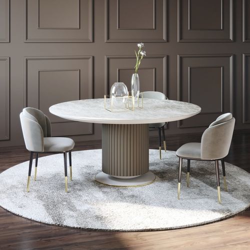 Mesa de jantar contemporânea - noah - Ana Roque - em mármore / com base metálica laqueada / redonda