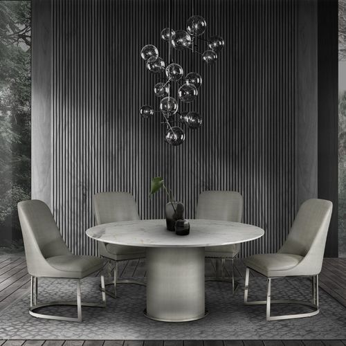Cadeira de sala de jantar contemporânea - GRETA - Stone International - para ambiente interno / em tecido / em couro