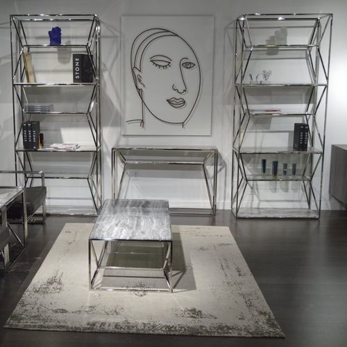 Estante contemporânea - GINZA - Stone International - em aço inoxidável / em pedra natural / branca