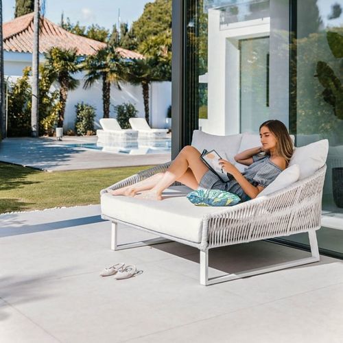 Divã contemporâneo - SIENNA - G&G Italia Designer Furniture - em tecido / em alumínio / em corda