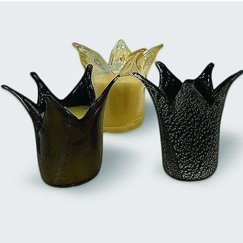 Castiçal em vidro de Murano - Crown - Wave Murano Glass srl - em ouro