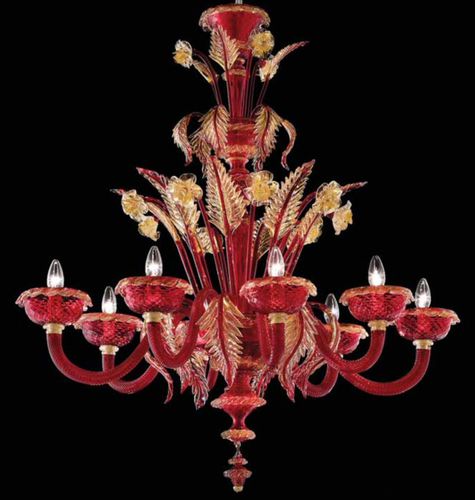Lustre clássico - LEHAR - Wave Murano Glass srl - em vidro de Murano / em vidro soprado / para 3 lâmpadas