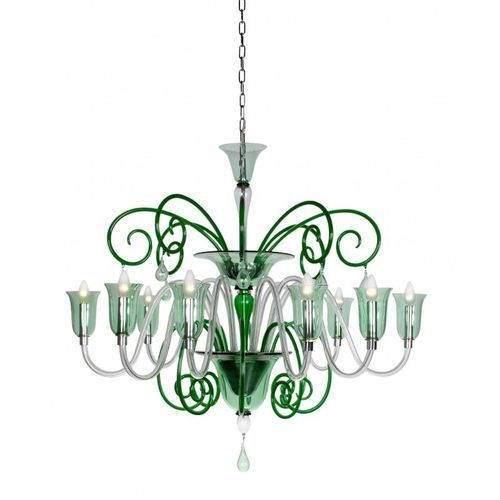 Lustre clássico - DUBLINO - Wave Murano Glass srl - em vidro de Murano / em vidro soprado / para 8 lâmpadas