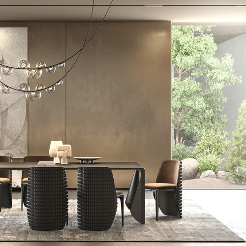 Cadeira de sala de jantar contemporânea - TESTA  - Rivethel Guild srl - para ambiente interno / em tecido / em couro
