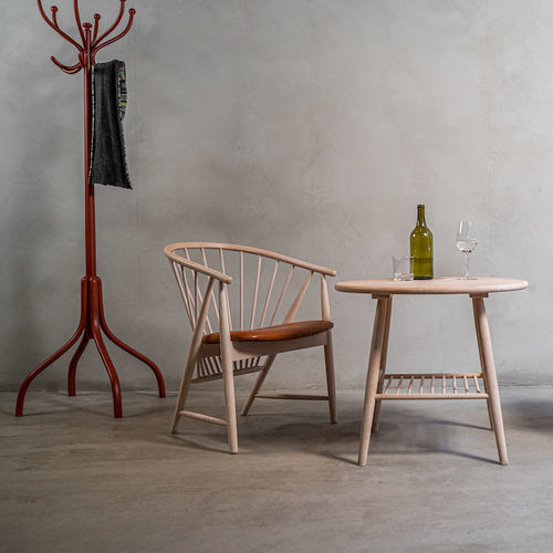 Poltrona contemporânea - SUNFEATHER  - Gemla Fabrikers AB - em couro / em faia / marrom