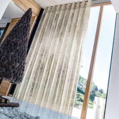 Cortina de voile estampada - OKARI  - Ciesse Tendaggi srl - em linho / em viscose / em poliéster