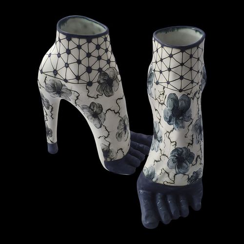 Vaso contemporâneo - RETICOLO - ELICA STUDIO - em porcelana / feito à mão / made in Italy