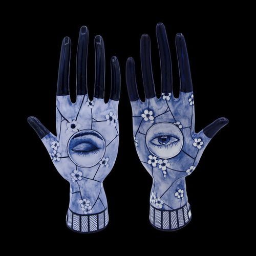Escultura em porcelana - BLUE EYE - ELICA STUDIO - feita à mão / made in Italy / de instalação livre