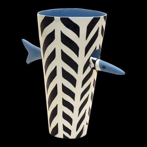 Vaso contemporâneo - AZZURRO 220 - ELICA STUDIO - em porcelana / feito à mão / made in Italy