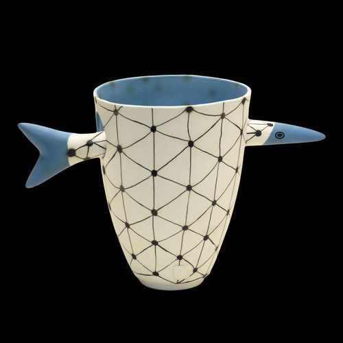Vaso contemporâneo - AZZURRO 20 - ELICA STUDIO - em porcelana / feito à mão / made in Italy