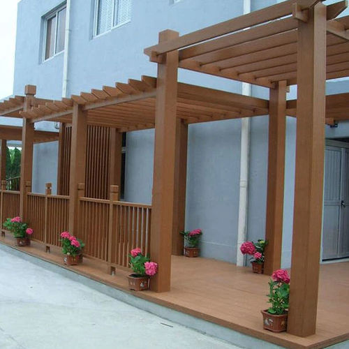 Pérgola apoiada em parede - 9 - Foshan Greenzone - em madeira plástica / em polietileno de alta densidade (PEHD) / com lâminas quebra-sol