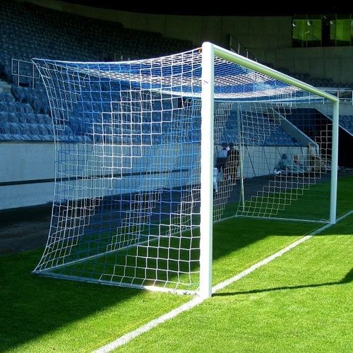 Trave de futebol em alumínio - 30020 - artec Sportsgeräte GmbH - para fixação em buchas no piso / em branco e azul / com pintura eletrostática