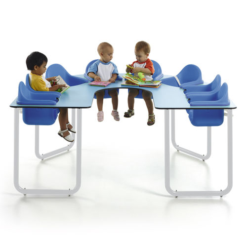 Conjunto de mesa e cadeiras contemporâneo - EduHermex - para ambiente interno / metálico / em HPL