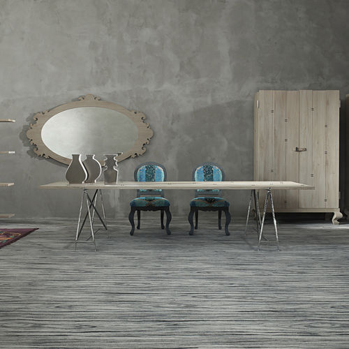 Mesa contemporânea - HAUTE COUTURE - LANDO - em madeira maciça / com base em metal cromado / retangular
