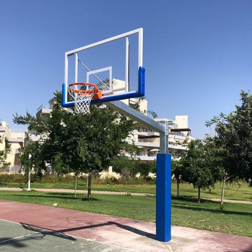 Tabela de basquete com estrutura para ambiente externo - 1-29-15 - Pesmenpol - para chumbar no solo / de aço galvanizado / de competição