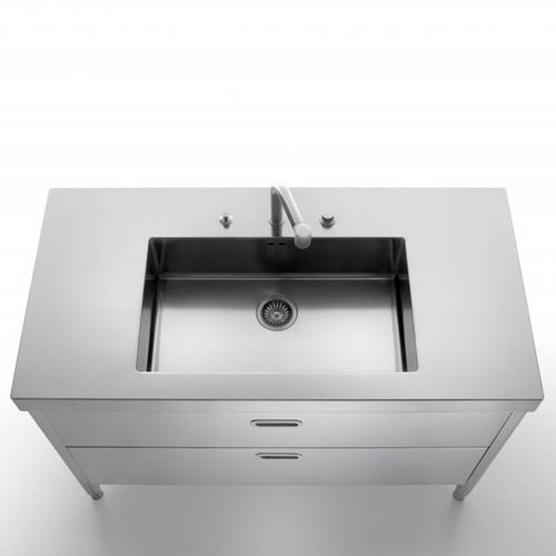 Armário de pia em aço inoxidável - L130-C120/1 - ALPES-INOX - de instalação livre