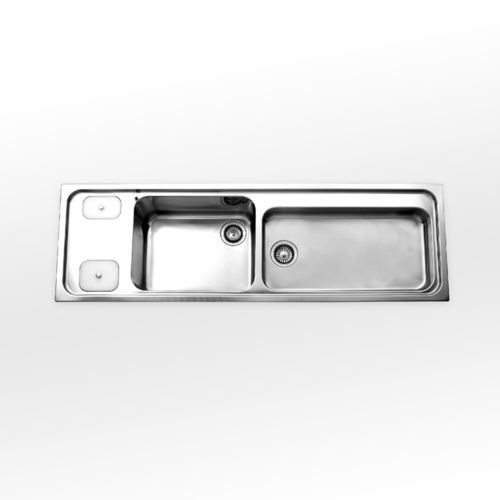 Pia de apoio - radius 60 A5-5158 series - ALPES-INOX - com 2 cubas / com escorredor / em aço inoxidável