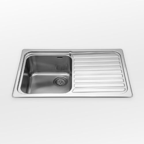 Pia com 1 cuba - radius 60 F 579/1V1S - ALPES-INOX - com escorredor / em aço inoxidável / integrada