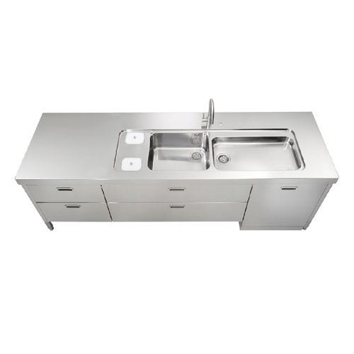 Armário de pia em aço inoxidável - L250-C60+C120+L60/1 - ALPES-INOX - de instalação livre