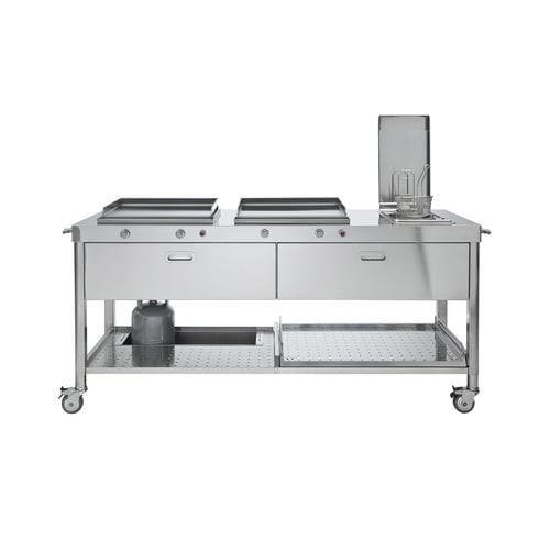 Cozinha para ambiente externo - OUT190-C90+C90/1 - ALPES-INOX - contemporânea / em aço inoxidável / com ilha