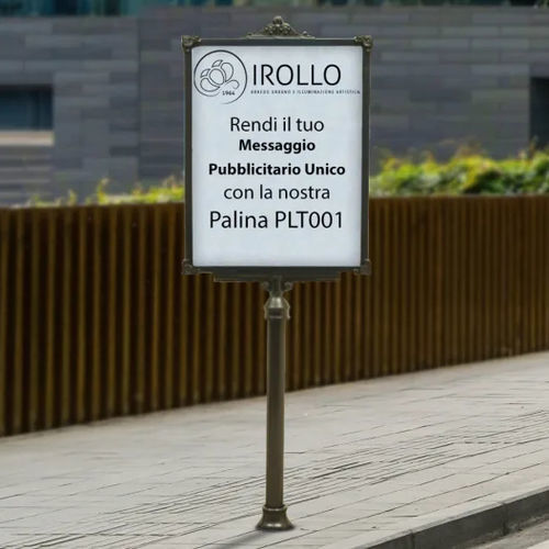 Painel informativo publicitário - PLT001 - irollo - com pés altos / para espaços públicos / em ferro fundido
