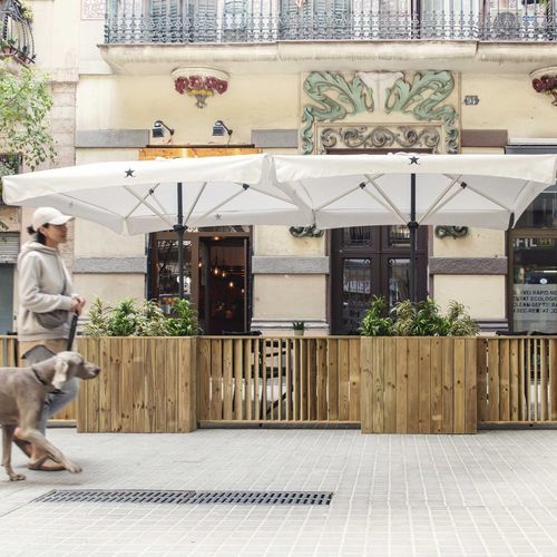 Divisória de ambiente em madeira - BF150 - Hortalia - para restaurante / para hotel / para varanda