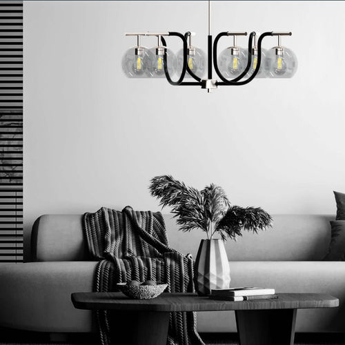 Lustre contemporâneo - ROTONDO - Ambiate Lighting - em vidro / em níquel / para 6 lâmpadas