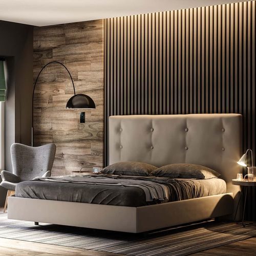 Cama de casal - SF CLICK! - Swissflex - contemporânea / estofada / com cabeceira