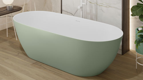 Banheira oval - SANABRIA - ZENON SMART SOLID SURFACE - freestanding / para residência / em Solid Surface