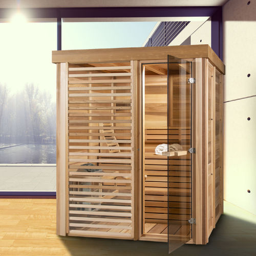 Sauna da linha residencial - Compact 6FTx6FT - Urban Cedar Hot Tubs and Saunas - em vidro / em cedro vermelho / para ambiente interno