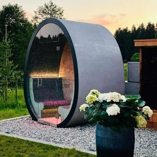 Banho de vapor para ambiente externo - SEA CLIMATE CABIN EGG - SOLEUM GmbH - com chuveiro integrado / com sal para haloterapia / com ladrilhos