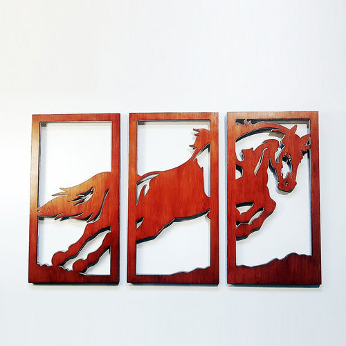 Painel decorativo de parede - Quadro design Tramax Equus - Laserplanet - em madeira / em MDF / da linha residencial