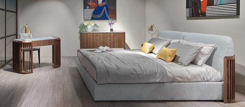 Cama de casal - Donatello - ANNIBALE COLOMBO - contemporânea / estofada / com cabeceira