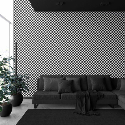 Papel de parede de design original - WARPED CHECKERBOARD - XAWD - com padrão geométrico / quadriculado / cor personalizável