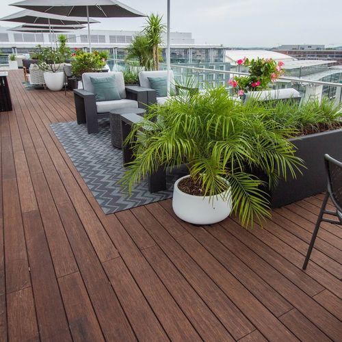 Tábua de deck em bambu - CARBONIZED  - Exterpark - marrom / com sistema de encaixe / ranhurada